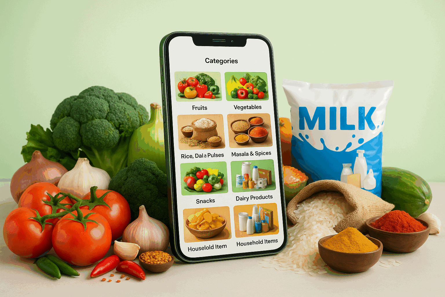 Shop groceries on the Gramiq mobile app